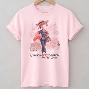 America 250 Years of American Spirit Nurse Scrubs Flamingo Shirt - FlamingoAholic