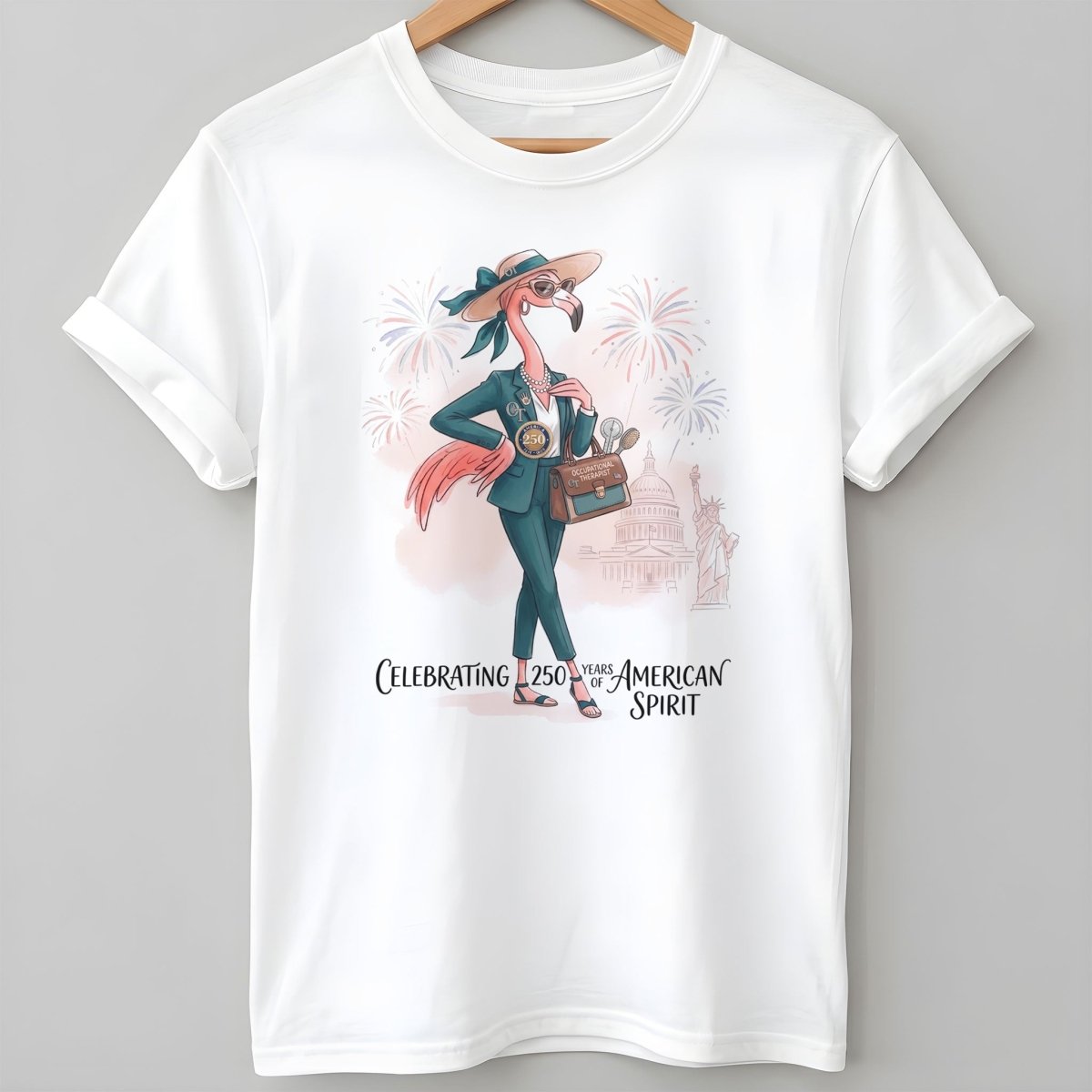 America 250 Years of American Spirit Occupational Therapist Flamingo Shirt - FlamingoAholic