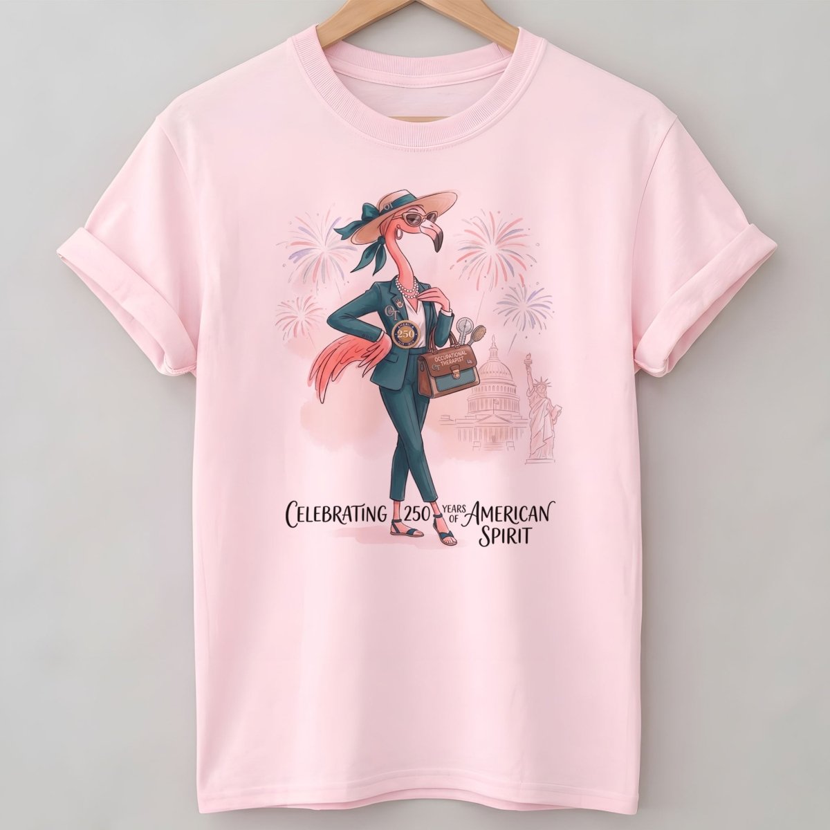 America 250 Years of American Spirit Occupational Therapist Flamingo Shirt - FlamingoAholic