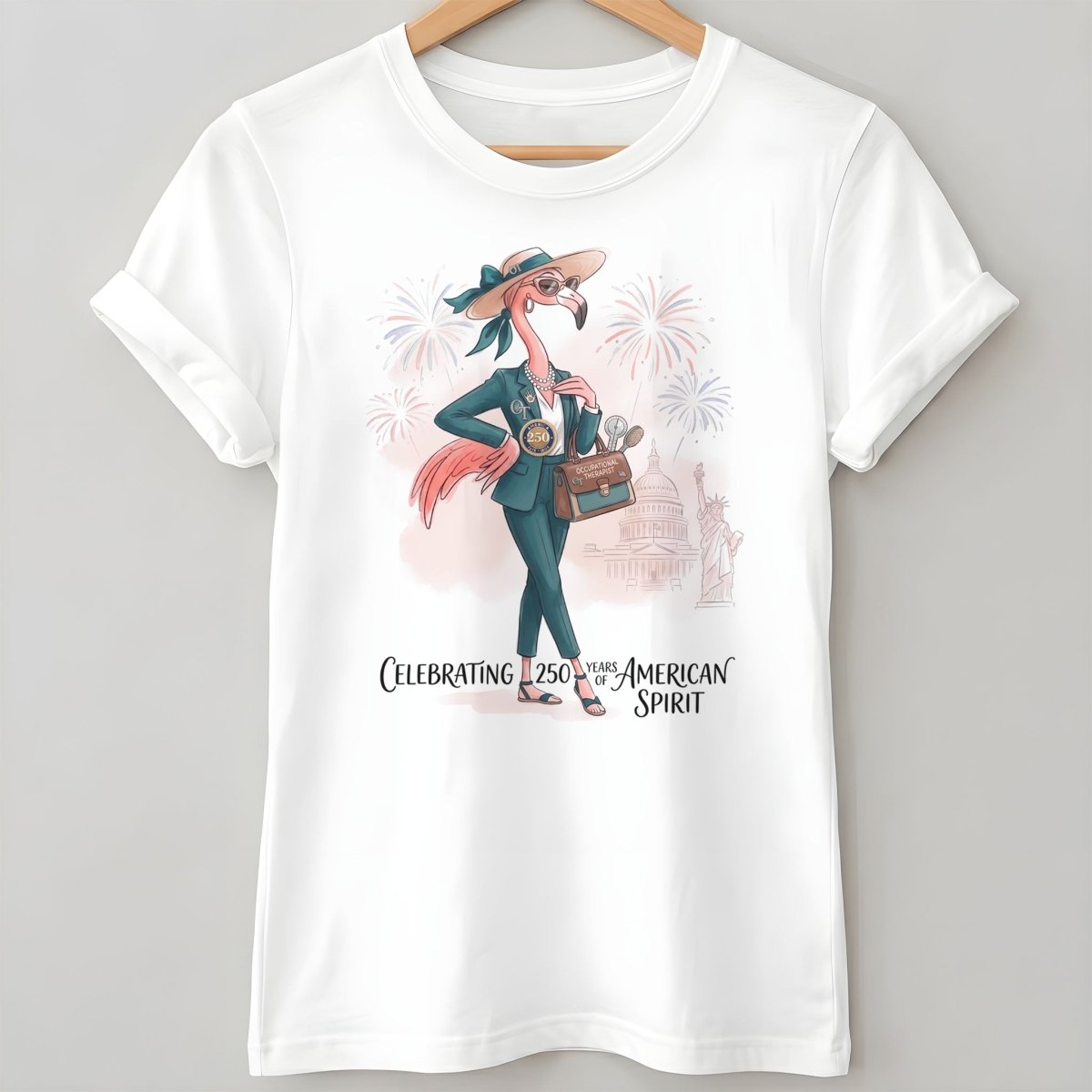 America 250 Years of American Spirit Occupational Therapist Flamingo Shirt - FlamingoAholic