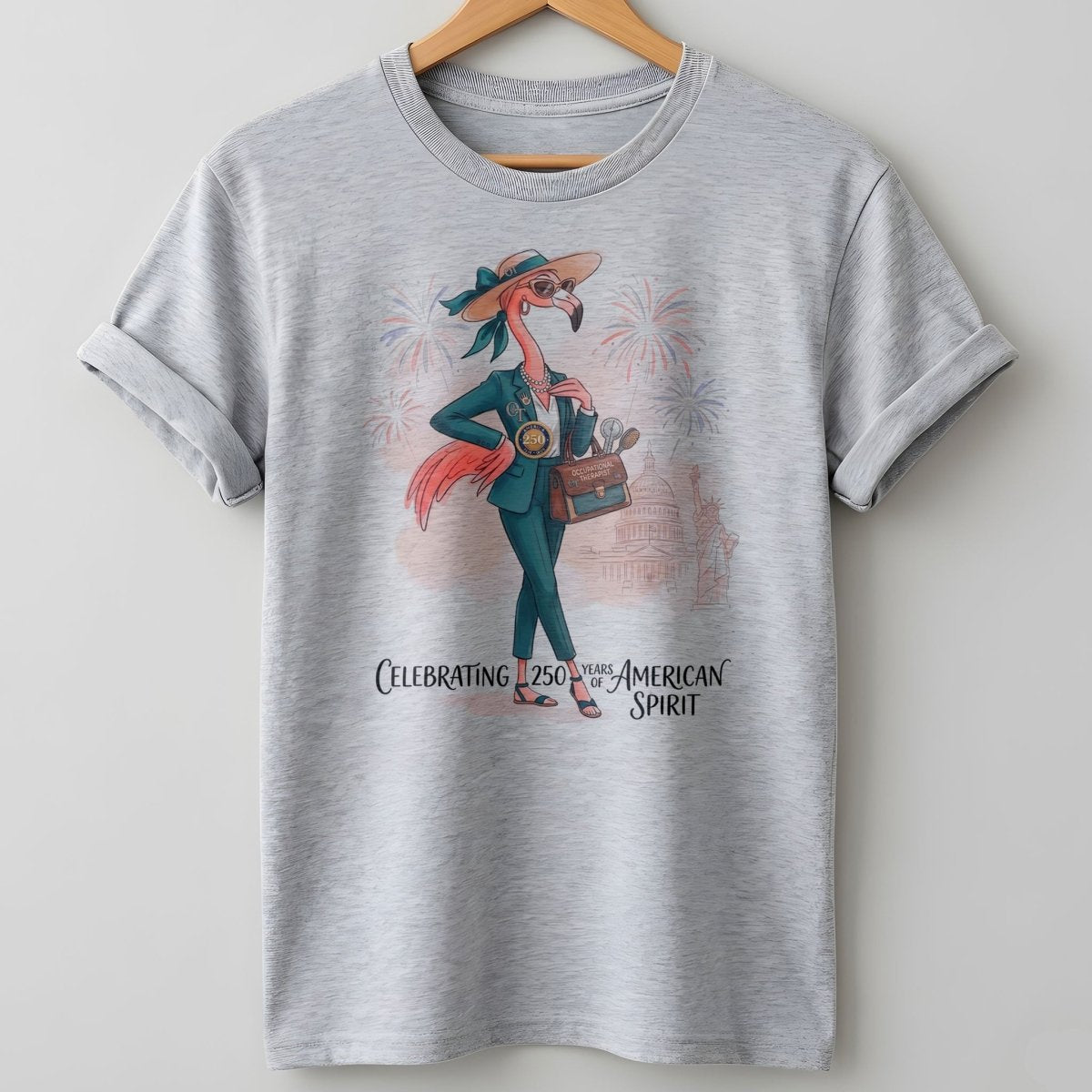 America 250 Years of American Spirit Occupational Therapist Flamingo Shirt - FlamingoAholic