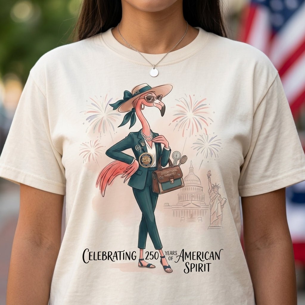 America 250 Years of American Spirit Occupational Therapist Flamingo Shirt - FlamingoAholic