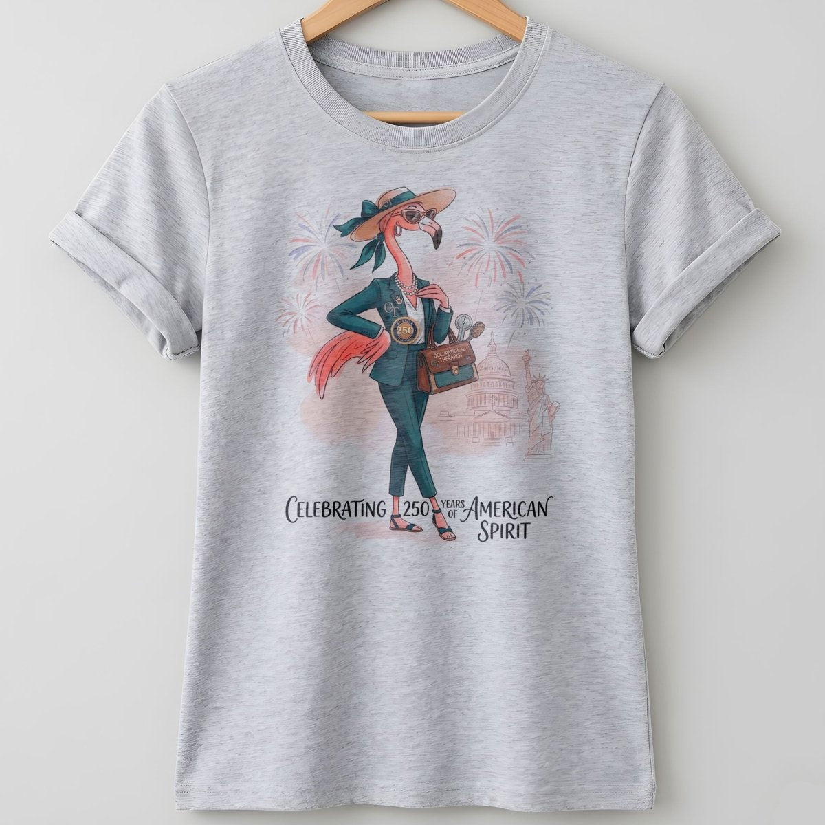 America 250 Years of American Spirit Occupational Therapist Flamingo Shirt - FlamingoAholic