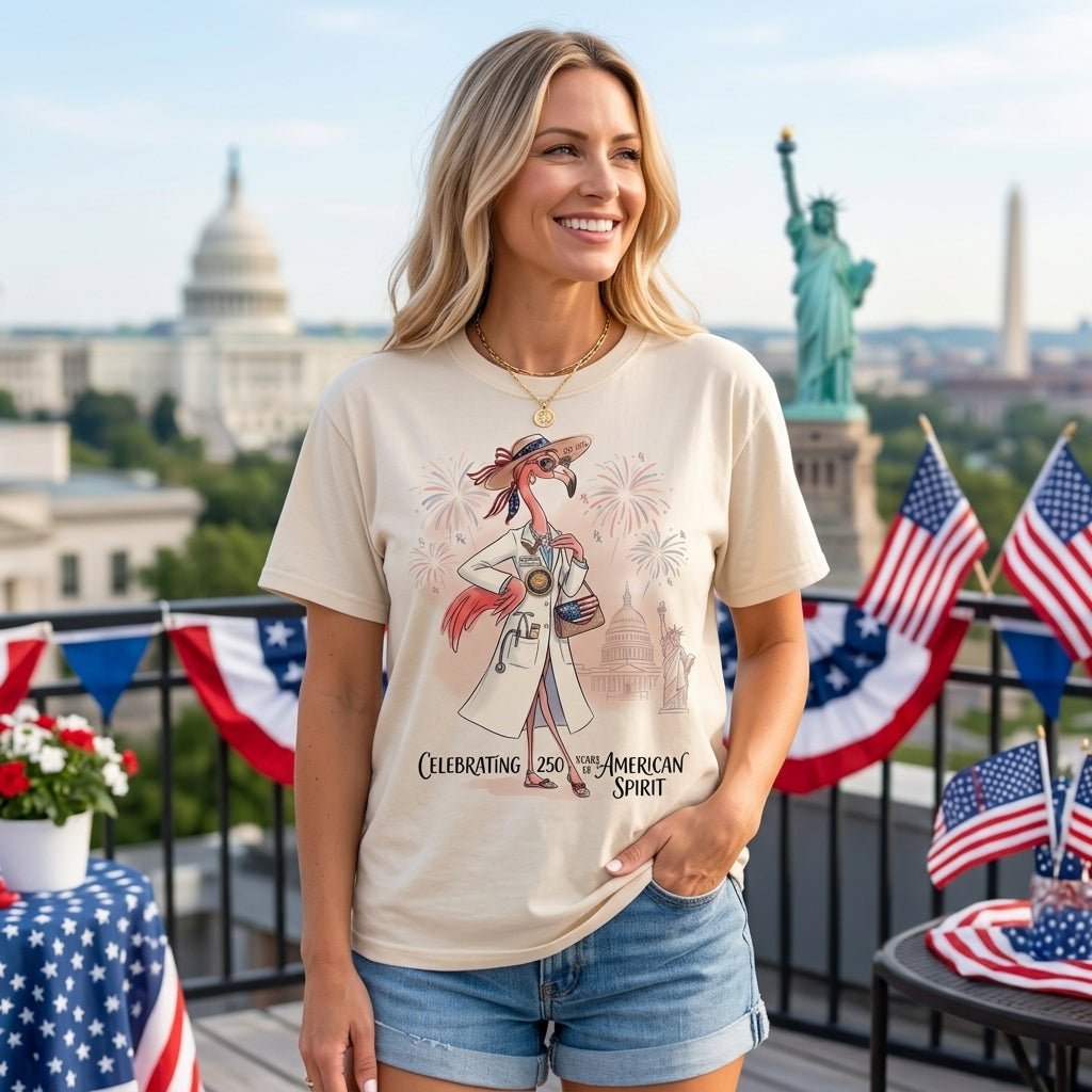 America 250 Years of American Spirit Pharmacist Flamingo Shirt - FlamingoAholic