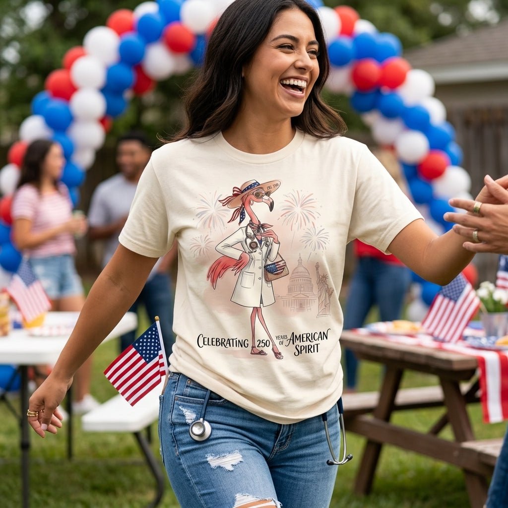 America 250 Years of American Spirit Physician Assistant Flamingo Shirt - FlamingoAholic