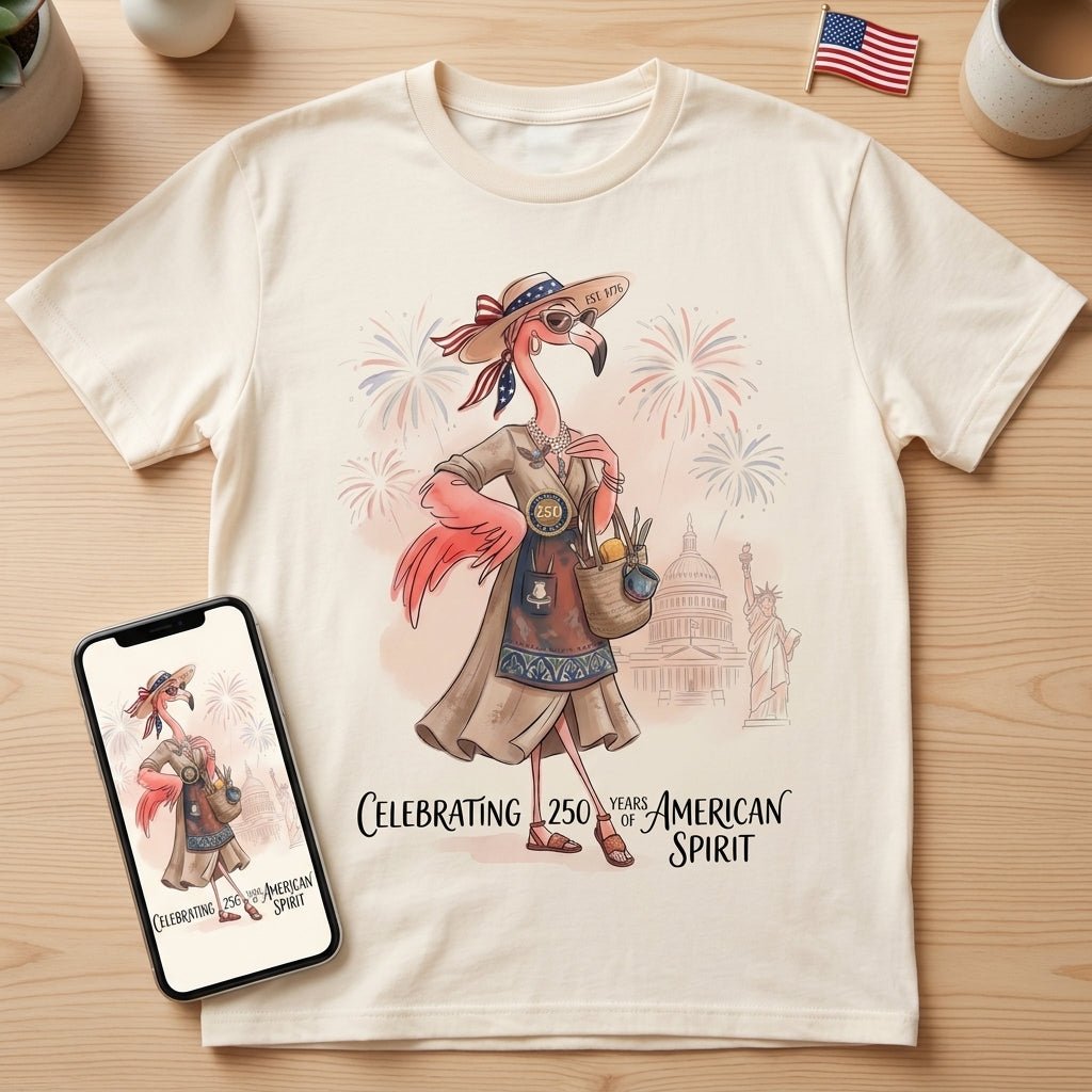 America 250 Years of American Spirit Pottery Flamingo Shirt - FlamingoAholic