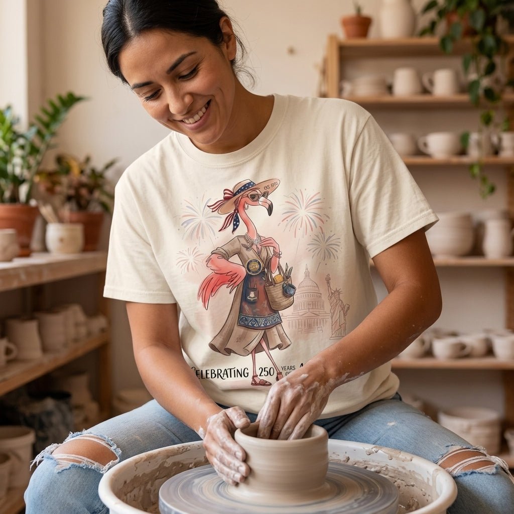 America 250 Years of American Spirit Pottery Flamingo Shirt - FlamingoAholic
