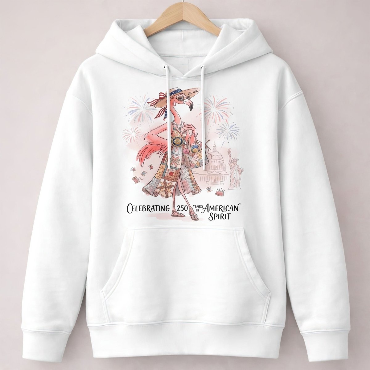 America 250 Years of American Spirit Quilting Knitting Flamingo Shirt - FlamingoAholic