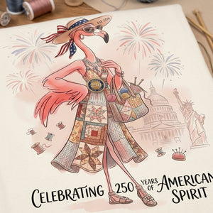 America 250 Years of American Spirit Quilting Knitting Flamingo Shirt - FlamingoAholic