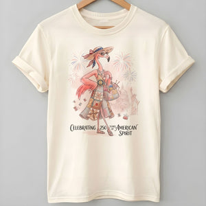 America 250 Years of American Spirit Quilting Knitting Flamingo Shirt - FlamingoAholic