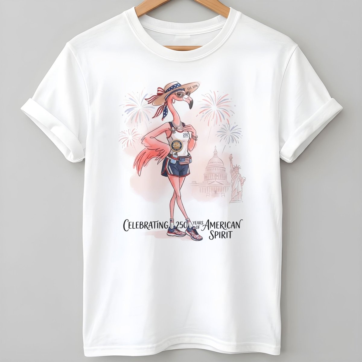 America 250 Years of American Spirit Running Flamingo Shirt - FlamingoAholic