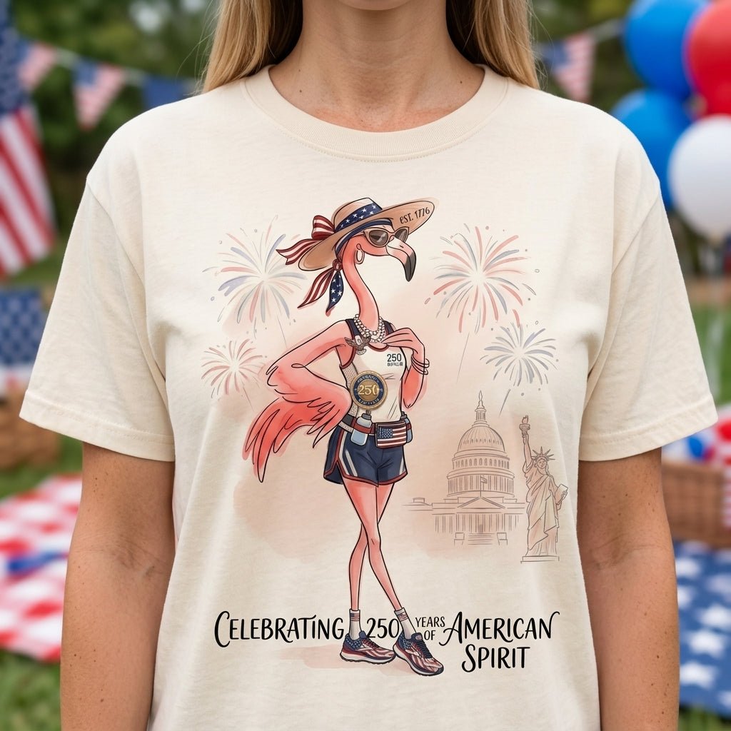 America 250 Years of American Spirit Running Flamingo Shirt - FlamingoAholic