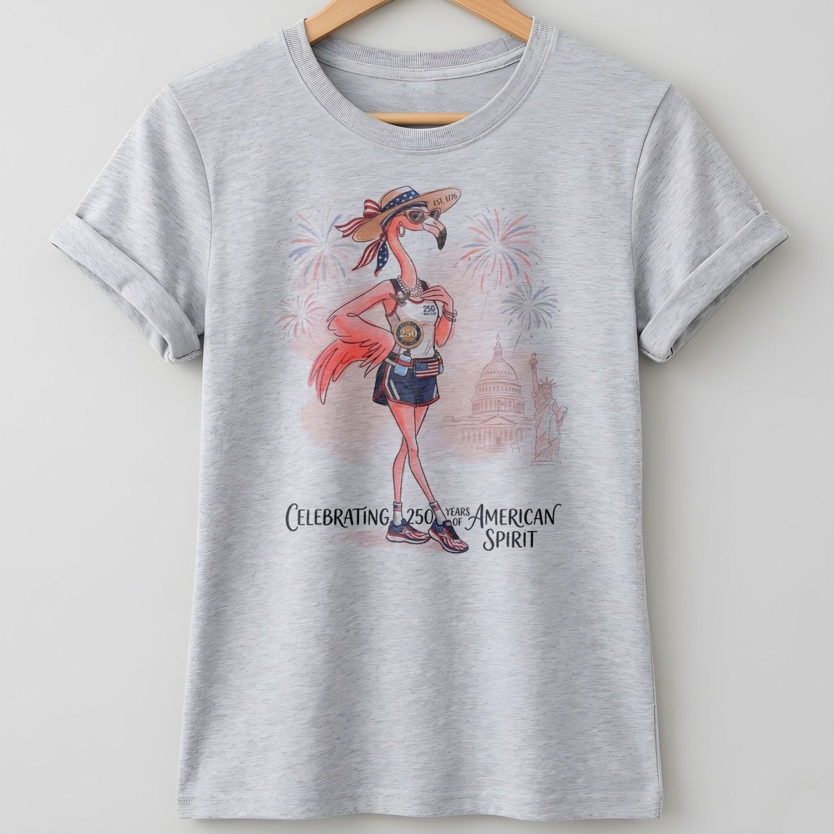 America 250 Years of American Spirit Running Flamingo Shirt - FlamingoAholic
