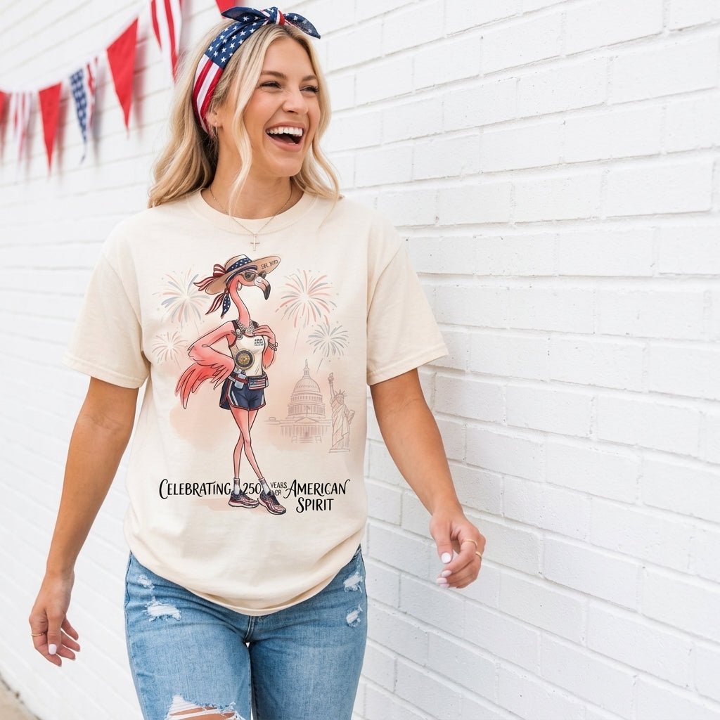 America 250 Years of American Spirit Running Flamingo Shirt - FlamingoAholic