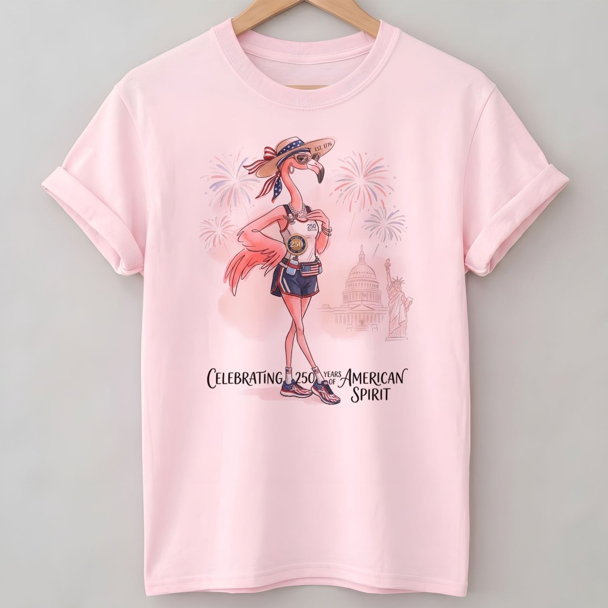 America 250 Years of American Spirit Running Flamingo Shirt - FlamingoAholic