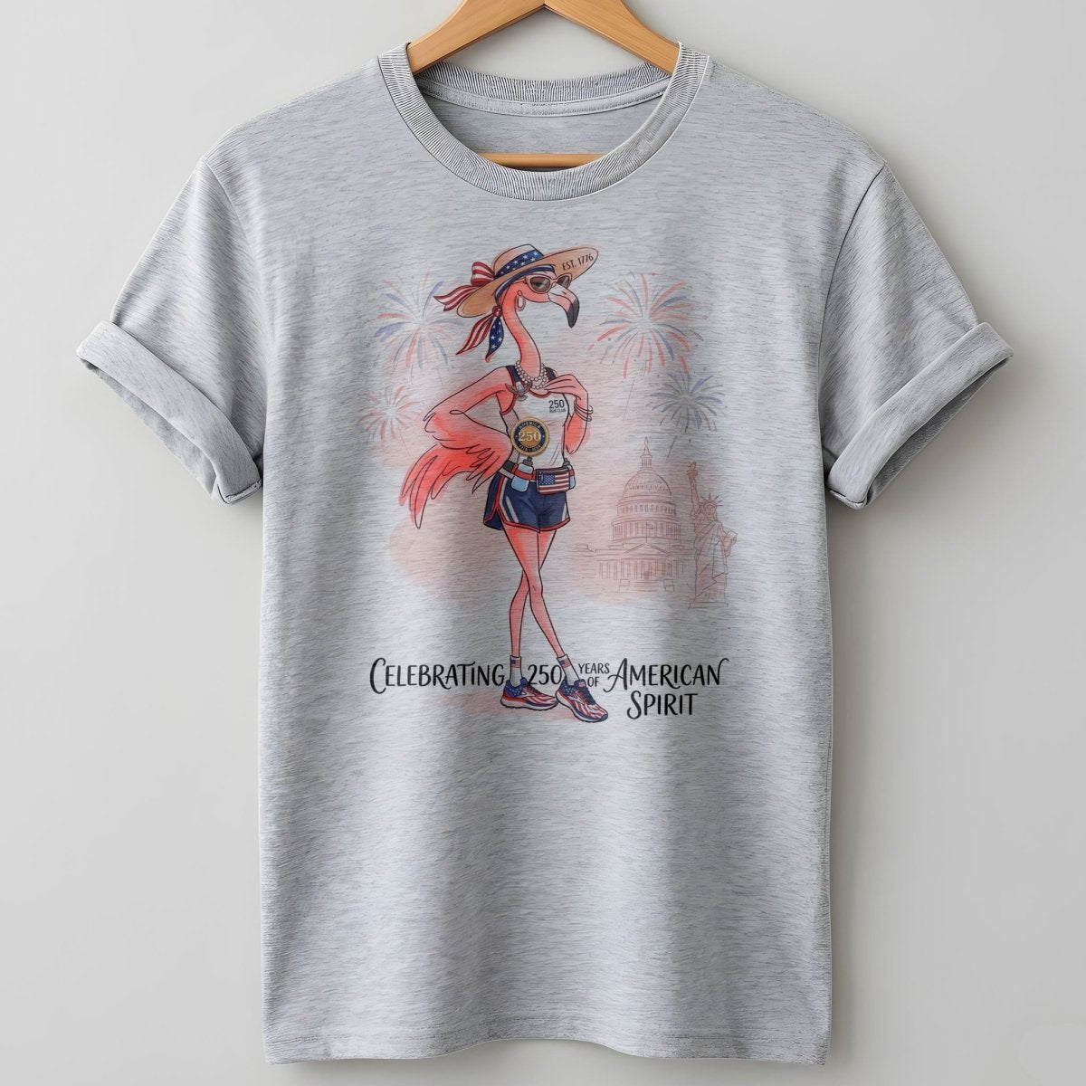 America 250 Years of American Spirit Running Flamingo Shirt - FlamingoAholic