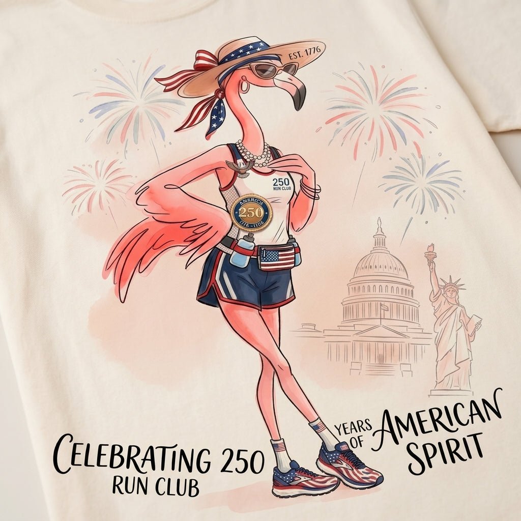 America 250 Years of American Spirit Running Flamingo Shirt - FlamingoAholic