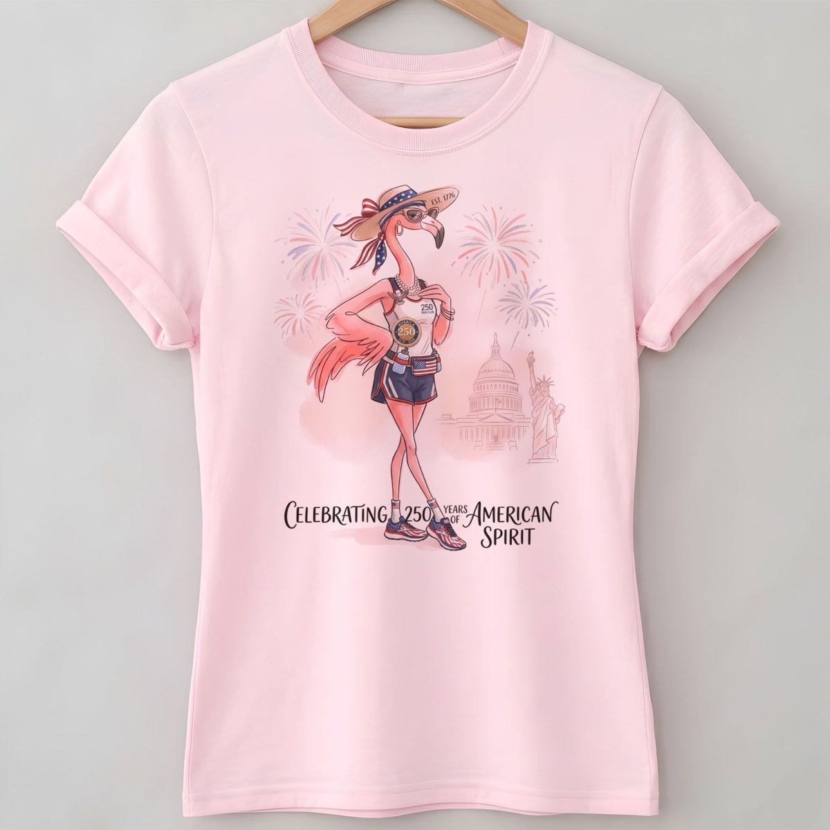 America 250 Years of American Spirit Running Flamingo Shirt - FlamingoAholic