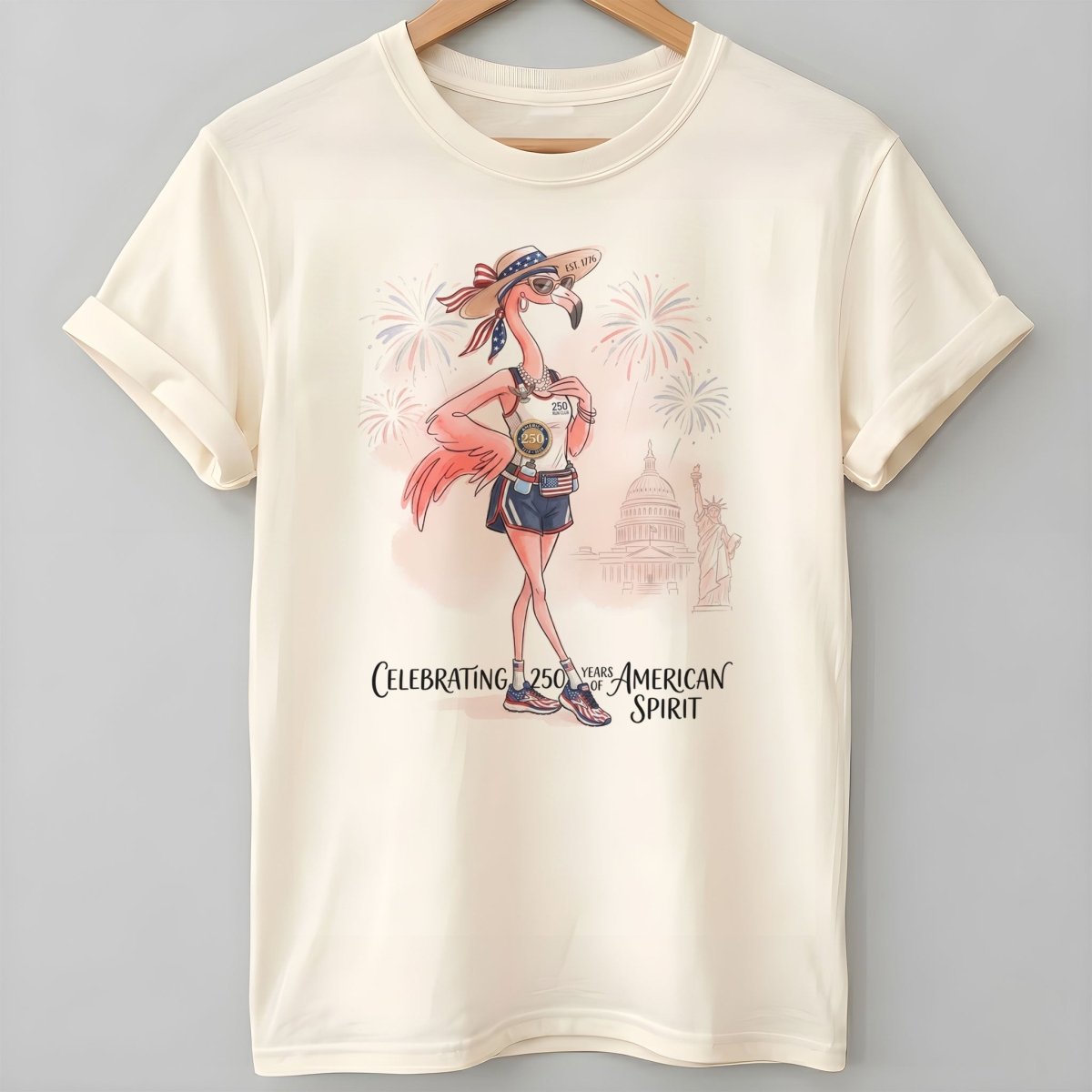 America 250 Years of American Spirit Running Flamingo Shirt - FlamingoAholic