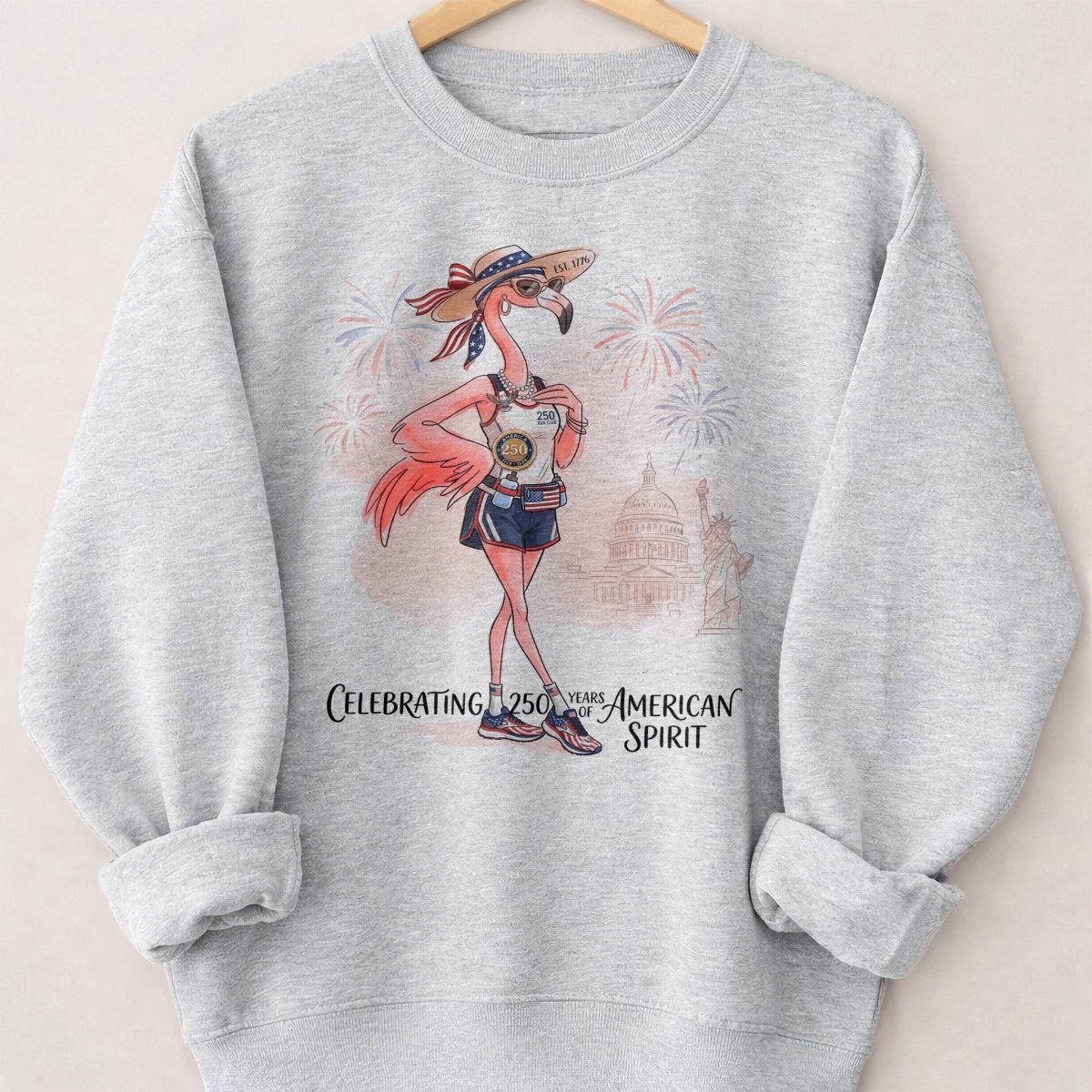 America 250 Years of American Spirit Running Flamingo Shirt - FlamingoAholic