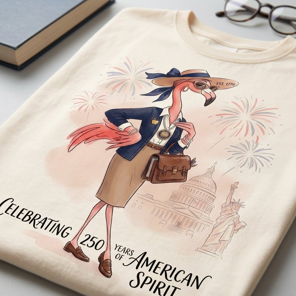America 250 Years of American Spirit Teacher Flamingo Shirt - FlamingoAholic
