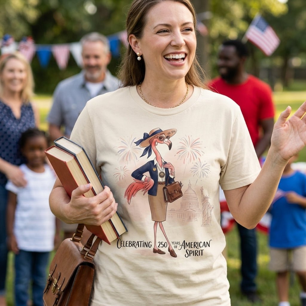 America 250 Years of American Spirit Teacher Flamingo Shirt - FlamingoAholic