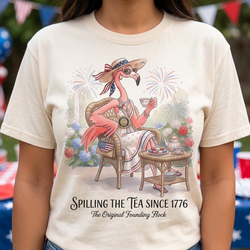 America 250 Years of American Spirit Teatime Flamingo Shirt - FlamingoAholic