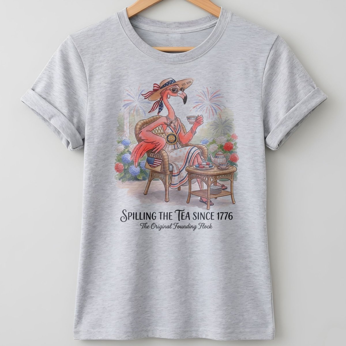 America 250 Years of American Spirit Teatime Flamingo Shirt - FlamingoAholic