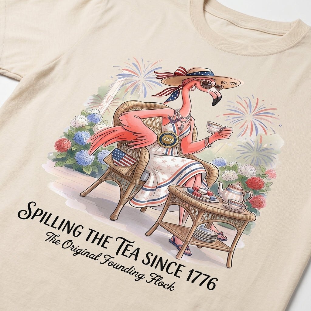 America 250 Years of American Spirit Teatime Flamingo Shirt - FlamingoAholic