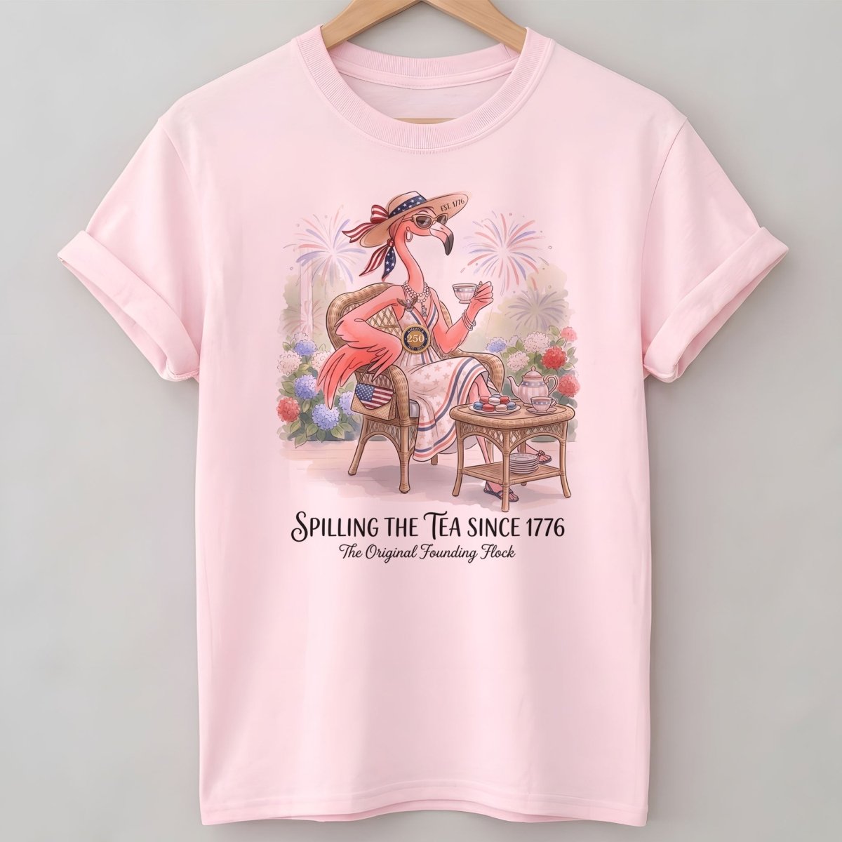 America 250 Years of American Spirit Teatime Flamingo Shirt - FlamingoAholic