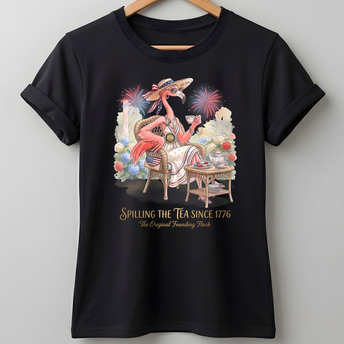 America 250 Years of American Spirit Teatime Flamingo Shirt - FlamingoAholic
