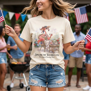 America 250 Years of American Spirit Teatime Flamingo Shirt - FlamingoAholic