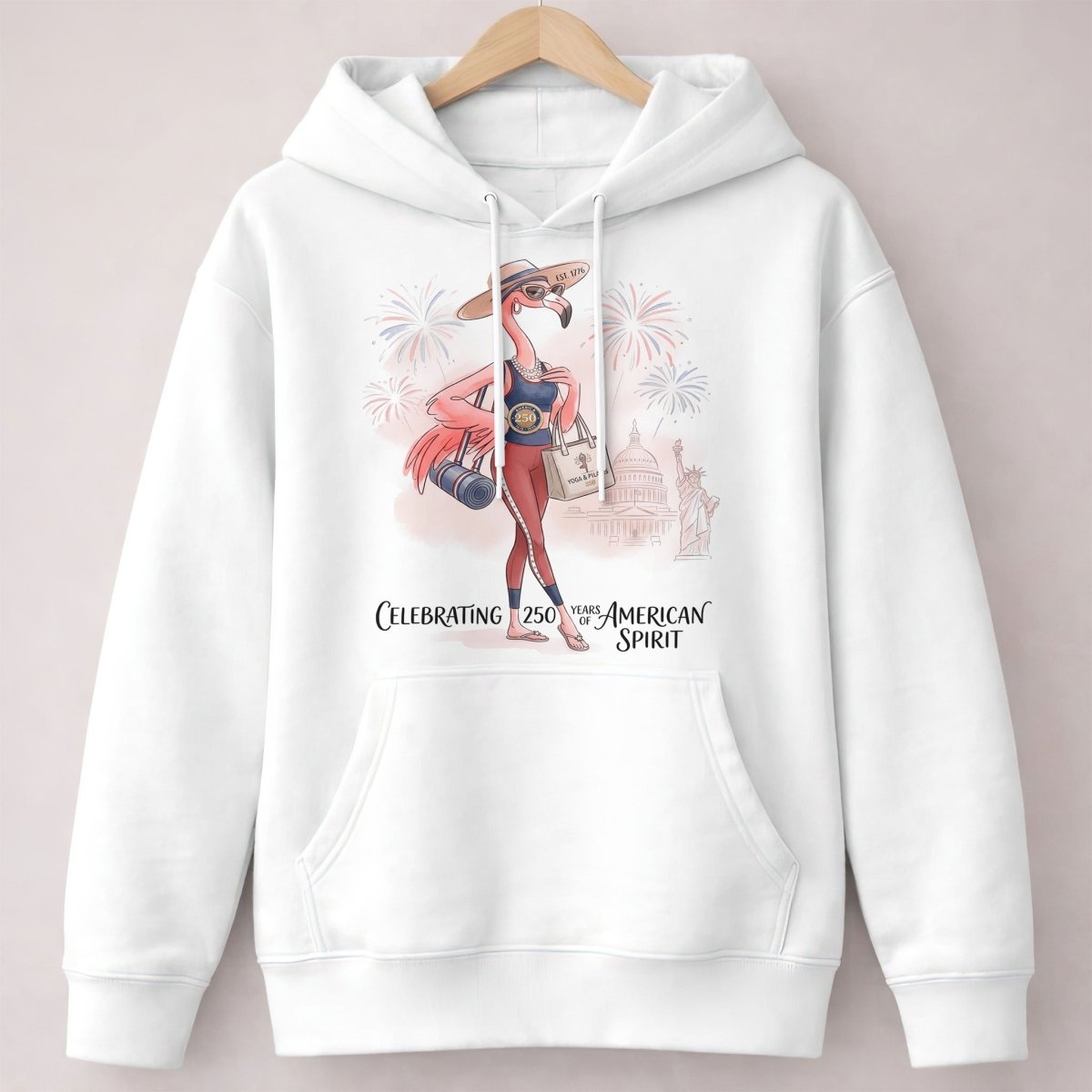 America 250 Years of American Spirit Yoga Pilates Flamingo Shirt - FlamingoAholic