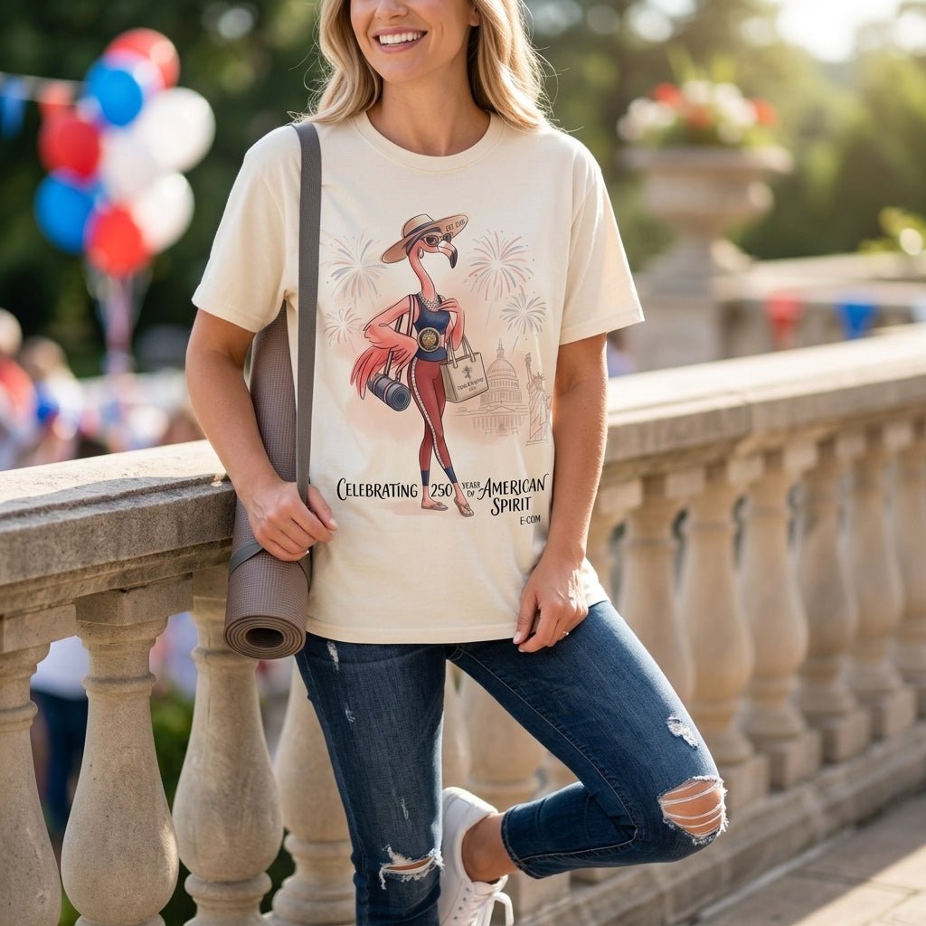 America 250 Years of American Spirit Yoga Pilates Flamingo Shirt - FlamingoAholic