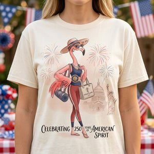 America 250 Years of American Spirit Yoga Pilates Flamingo Shirt - FlamingoAholic