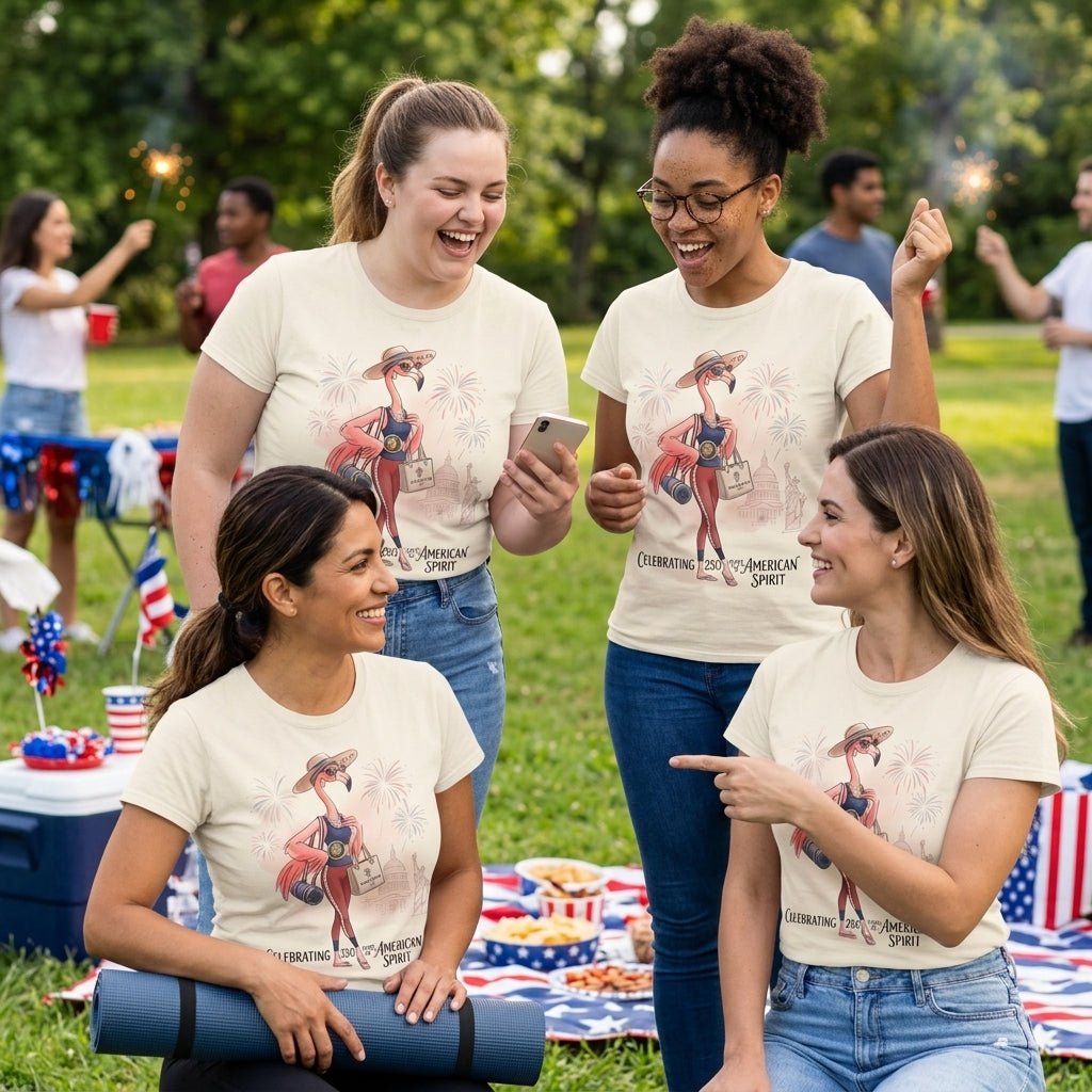 America 250 Years of American Spirit Yoga Pilates Flamingo Shirt - FlamingoAholic