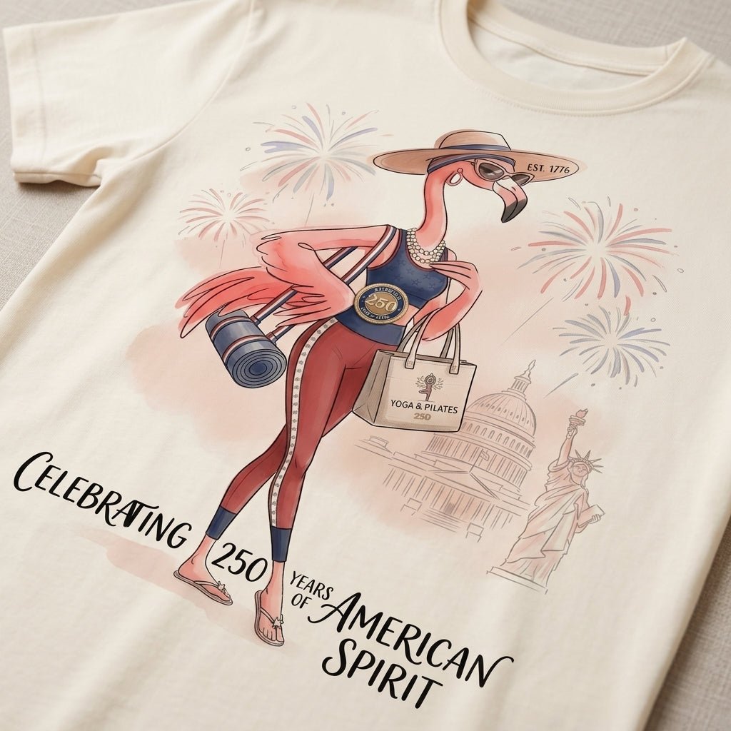 America 250 Years of American Spirit Yoga Pilates Flamingo Shirt - FlamingoAholic