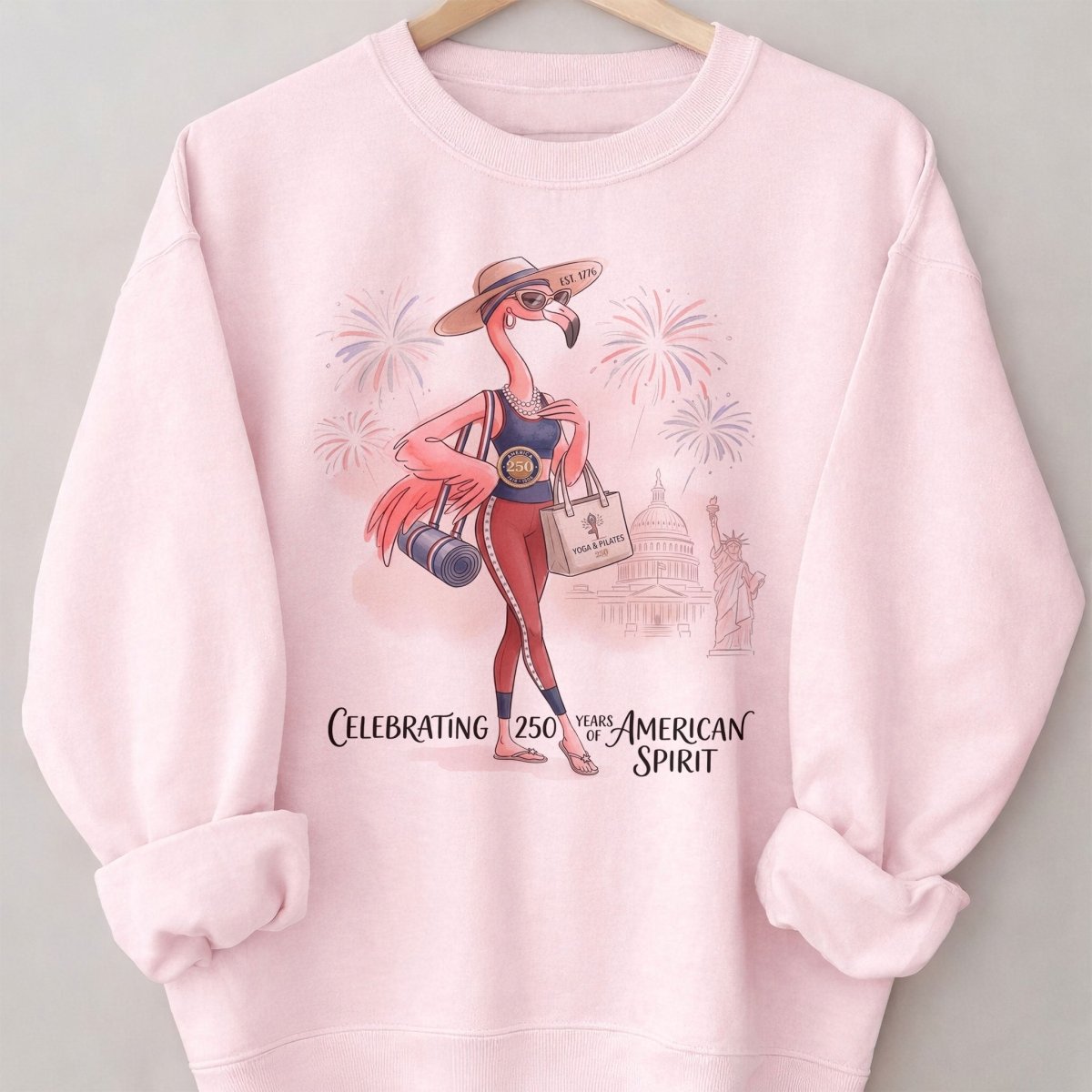 America 250 Years of American Spirit Yoga Pilates Flamingo Shirt - FlamingoAholic