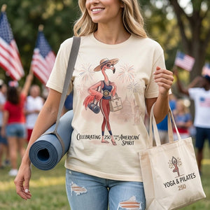 America 250 Years of American Spirit Yoga Pilates Flamingo Shirt - FlamingoAholic