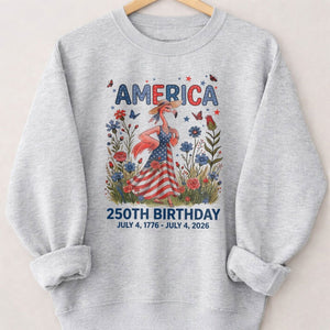 America 250th Birthday Patriotic Wildflower Flamingo T-Shirt - FlamingoAholic
