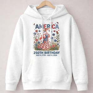 America 250th Birthday Patriotic Wildflower Flamingo T-Shirt - FlamingoAholic