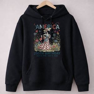America 250th Birthday Patriotic Wildflower Flamingo T-Shirt - FlamingoAholic