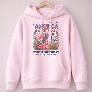 America 250th Birthday Patriotic Wildflower Flamingo T-Shirt - FlamingoAholic