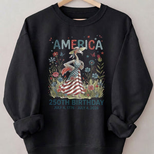America 250th Birthday Patriotic Wildflower Flamingo T-Shirt - FlamingoAholic