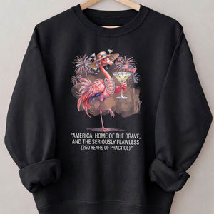 America Home of the Brave Seriously Flawless Flamingo July 4th Shirt - FlamingoAholic