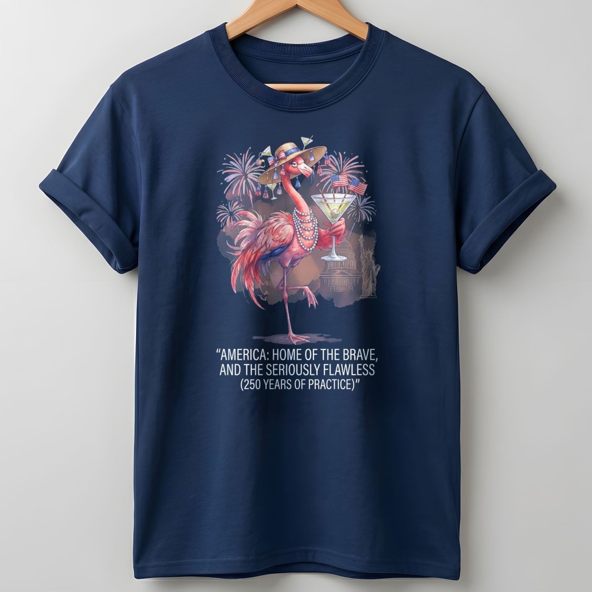 America Home of the Brave Seriously Flawless Flamingo July 4th Shirt - FlamingoAholic