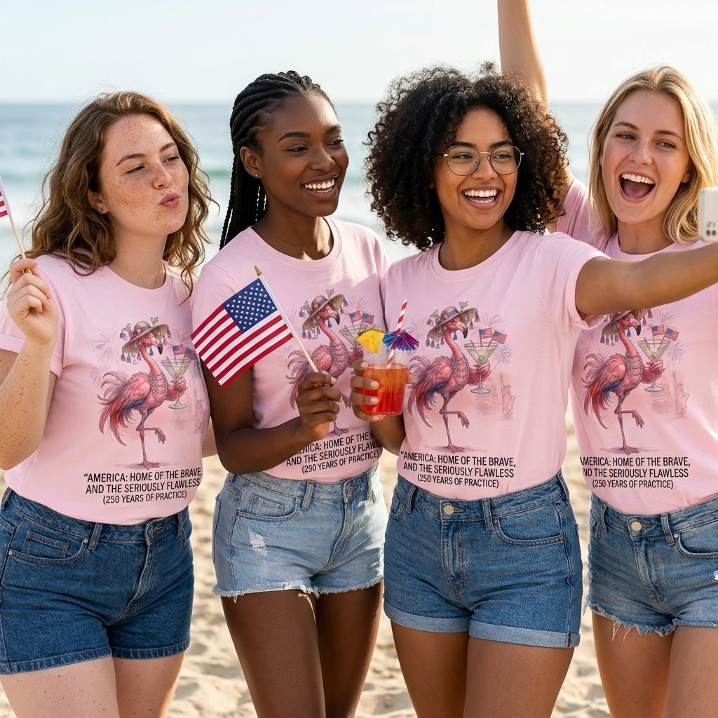 America Home of the Brave Seriously Flawless Flamingo July 4th Shirt - FlamingoAholic