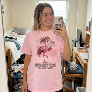 America Home of the Brave Seriously Flawless Flamingo July 4th Shirt - FlamingoAholic