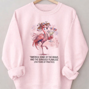 America Home of the Brave Seriously Flawless Flamingo July 4th Shirt - FlamingoAholic