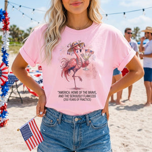 America Home of the Brave Seriously Flawless Flamingo July 4th Shirt - FlamingoAholic